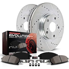 Power Stop K3018 Front Z23 Carbon Fiber Brake Pads with Drilled & Slotted Brake Rotors Kit