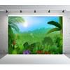 Loccor 9x6ft Fabric Cartoon Rainforest Backdrop Jungle Green Tropical Leaves