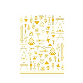 Generic Geometric Figure Stripes Lines Grids Abstract Totem Nail Sticker Decals Wg427 Gold Nail Wraps Stickers Manicure Supplies for Women Nails Full Long Lasting Easy Apply and Remove