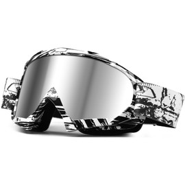 beyisi Dirt Bike Goggles Motorcycle Gear ATV Riding Motocross Dirtbike 4-Wheeler Goggles Accessories Ski Goggles Fit Over The Glasses UV400 Protection Dust Shatterproof for Men Women (Silver lens)