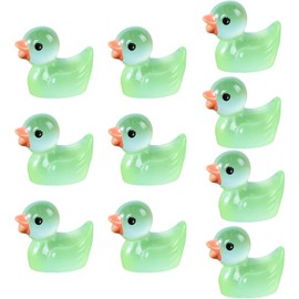 PurYupearl 10Pcs Miniature Animal Figures, Miniature Duck Tiny Animal Figurine Mini Ornament Kits for Present for Home Decoration，Dollhouse Accessories，Dollhouse Décor (Green)