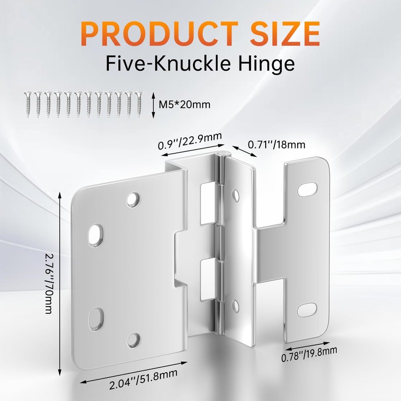 6-Pack 5-Knuckle Hinge - 3/4" Door Thickness, 270° Full Rotation