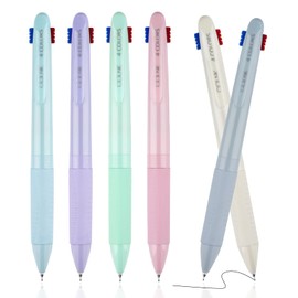 4 Colours Ballpoint Pen, 4-in-1 Retractable Ballpoint Pen, Multicoloured, Smooth 0.5 mm Ballpoint Pen for Office, Home Office or School (Pack of 6) (Style 1)