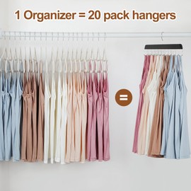 TOPIA HANGER Bra Hanger for Closet, Tank Top Hangers 20 Hooks Capacity Foldable Wood Space Saving Hangers Closet Organizer for Bra, Tank Top, Scarf, Belt, Tie, Hoodie etc - CT46N