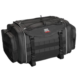 KEMIMOTO Motorcycle Travel Luggage Bags, 23L-30L Expandable Large Capacity Motorcycle Tail Bag, Waterproof Rear Rack Trunk, Motor Pannier Bag with Rain Cover and Straps