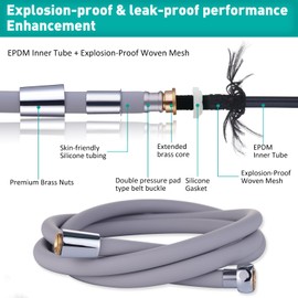 Ultra-Soft Silicone Shower Hose Replacement, 79 Inch Extra Long HandHeld Hose with Brass Insert and Nut, Anti-Kink Designed