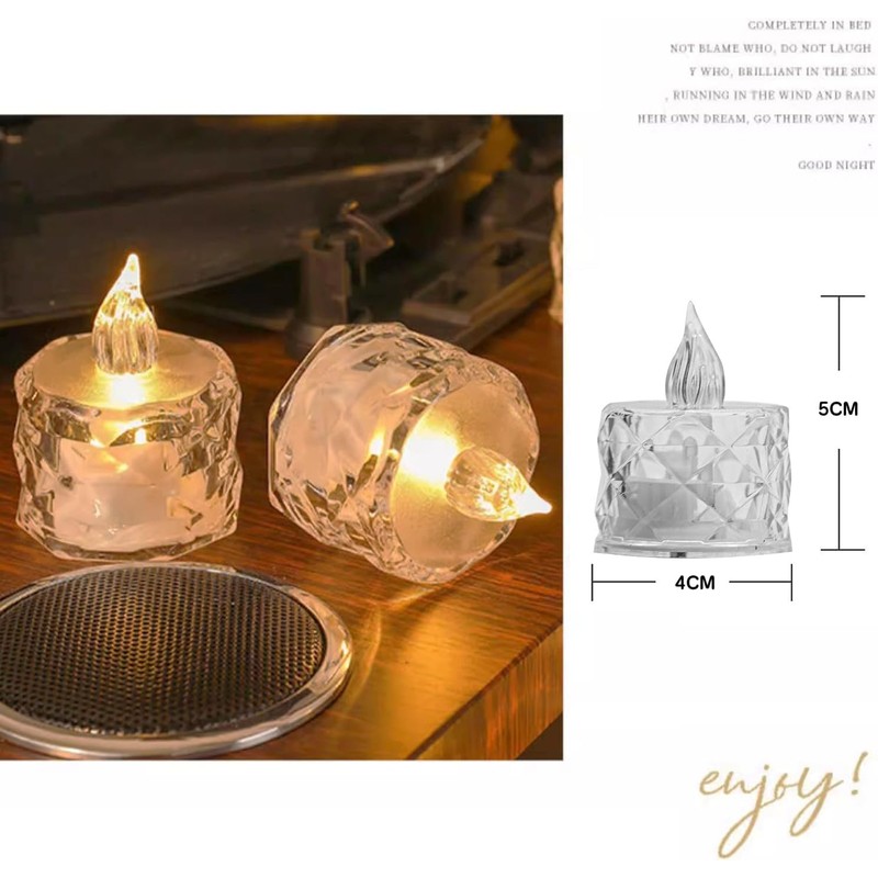 wowjimi LEDクリスタルキャンドル 24個入 ろうそく灯 飾りライト インテリアライト インテリア装飾 精緻 乙女心 萌