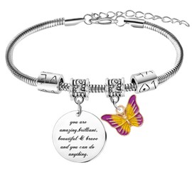 MADHAHEFU Inspirational Bracelets For Girls Teenage Christmas Birthday Gifts For Girls Grandaughter Daughter Jewellery Motivational Bracelets