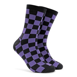 Forony Mens Dress Socks Cotton Dress Socks Purple Dress Sock Purple Sock for Men Crew Plaid