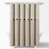 Lush Decor Beige Linen Woven Cotton Shower Curtain, Farmhouse Button