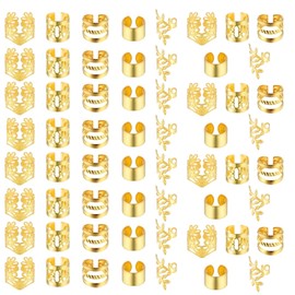 Pack of 50 Hair Accessories, Gold Hair Accessories for Braids, Adjustable Golden Hair Accessories for Braids, Loc Jewellery for Hair, Loc Jewellery for Hair Dreadlock, Dreadlocks Jewellery, for Men,