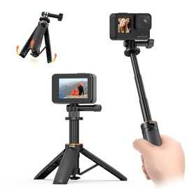 VRIG TP-35 Mini Tripod for GoPro, Selfie Stick, Auto Deployment, Action Camera, Tripod, Lightweight, Portable, Compact, Tabletop Tripod, Selfie Stick, Action Camera Accessory, Compatible with DJI Osmo Action, GoPro, Insta360 Cameras, vlog, Live Broadcast