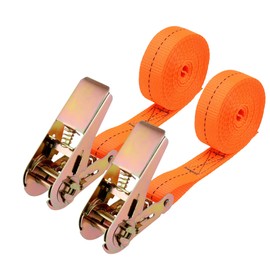 2 Piece Ratchet Tie Down Straps, Heavy Duty Tensioning Straps, 6M x 25mmx 800G Heavy Duty Ratchet Tie Down Tensioning Strips, Adjustable Lashing, for Motorcycle, Car, Trailer, Home