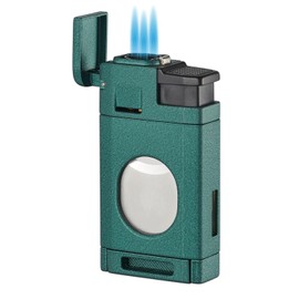 Visol LighCut Butane Torch Triple Flame Refillable Gas Lighter, Built-in Cutter, Windproof Adjustable Flame