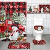 FuWeave 8 Pcs Christmas Shower Curtain Set Xmas Santa Bathroom