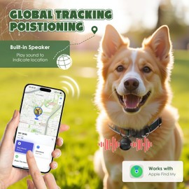 Dog Collar with Tracker GPS - Unlimited Range/Tracking Device/Lost Mode for Dogs Adjustable Size Smart Collar Set - Works with Apple Find My (iOS only)