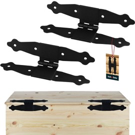 KOTARBAU® Set of 2 Hinges Folding H Shape 20.5 x 10 cm Shutter Hinge Centre Cross Tape Door Hinges Made of Powder-Coated Steel Door Hinge Black Hinge Box Hinge Window Hinge Garden Gate Hinge