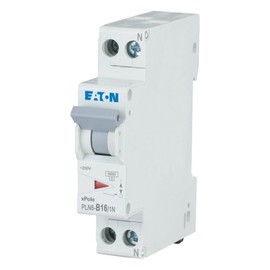 Eaton PLN6-B16/1N-DE Circuit Breaker 16A 1P+N 1-Pin + N B-Characteristics LS Switch 1 TE One Division Unit Wide (263272)