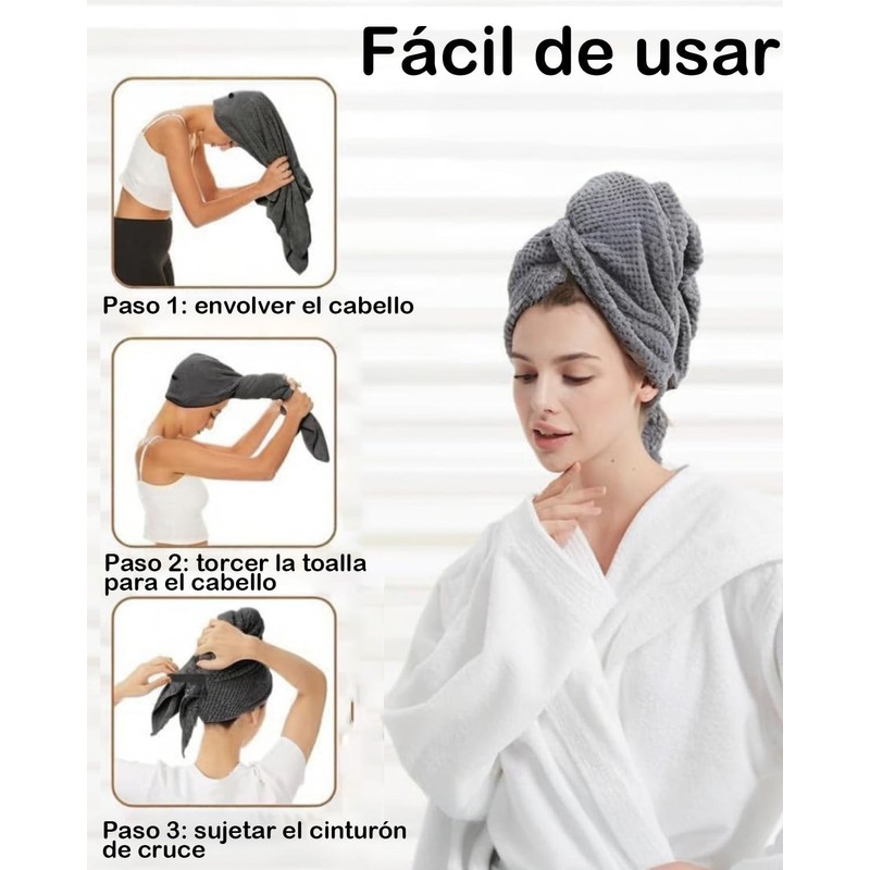 2 Piezas Toalla Microfibra Cabello, Toalla para Cabello, Toalla De