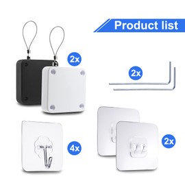 Rierdge Set of 2 Punch-Free Automatic Sensor Door Closer, Multifunctional Drawstring Auto Door Closer for Residential Commercial Bedroom Room Storm (Black & White)