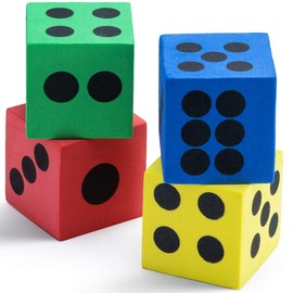 Foam Dice Set - Bulk Pack of 12, 1.5 Inch Large Assorted Colorful Foam Dice Cubes with Number Dots, Use for Kids, Classrooms, Math Games, Building Toys, Party Supplies by Bedwina