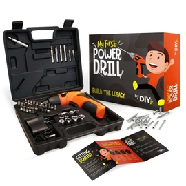 DIY Jr. My First Power Drill Set with Case - Real Cordless Drill for Boys and Girls