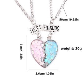 KORATER Friendship Necklace for 2 Bestie Matching Jewelry Heart Pendant Birthday Gift BFF Best Friend Necklaces for Sisters Teens