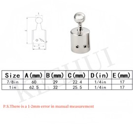 Pair of 316SS Heavy Duty Bimini Top Stainless Steel End Ball with two Eyes for 7/8in ID Marine Bimini Ball Top Fittings Marine Hardware (7/8in(22.5mm) I.D.)
