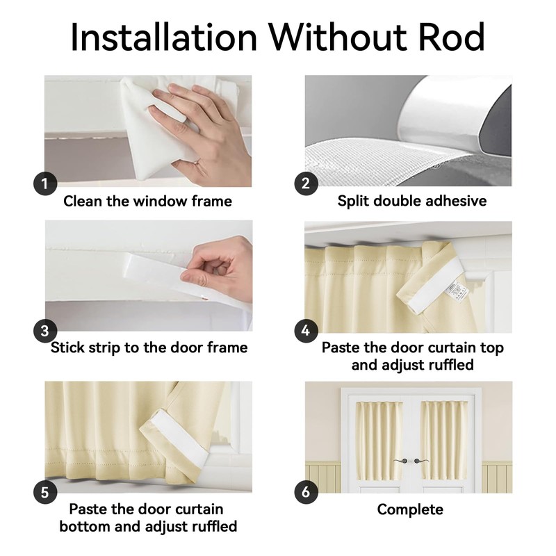 Vatge Self Adhesive French Door Curtain - Front Door Curtain