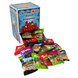 CAPTAIN PLAY Candy Snack Dispenser mit Trolli Süßigkeiten Mix, 40 Beutelchen einzeln verpackt mit 4 Sorten, 800g Trolli Süßigkeiten Box