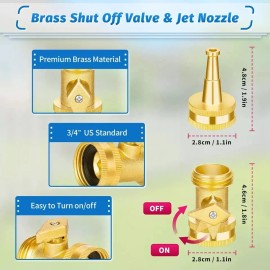 Branded Brass Hose Nozzle - High Pressure Jet Nozzle 4 Count (2 Set), Heavy Duty Wate
