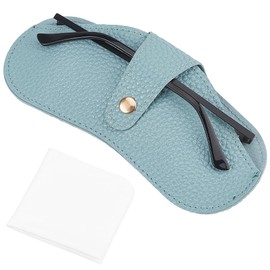 CREATCABIN Slim Glasses Case Leather Soft Sunglasses Case Portable Eyeglass Spectacle Case Pouch Bag Travel Lightweight Protective Cover for Women Men Beach Holiday Vacation Light Blue 6.7x3.3 Inch