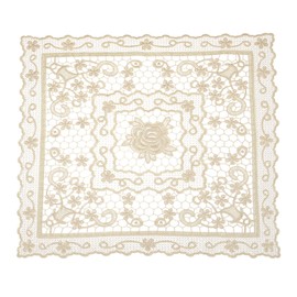 sourcing map Retro Lace Placemat 15x15-in Square Embroidered Table Place Mats French Crochet Doilies Coasters Cup Mat for Home Wedding, Brown