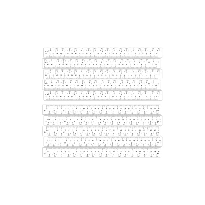 Removable Stickers - 12" Rulers for School, White Rulers with