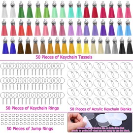 Acrylic Blank Keychains, 200 Pcs Clear Keychain Blanks for Vinyl, Keychain Tassels, Key Rings with Chain and Jump Rings, Making Jewelry, Bag Pendant, DIY Crafts