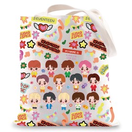 G2TUP Kpop Seventeen Canvas Tote Bag Seventeen Fans Gifts Korean Seventeen Shoulder Bag Korean Album Merchandise, Seventeen Tg, Large, Tote Bag