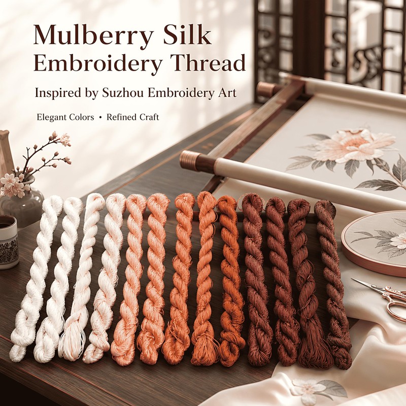 MINGGUXIUYI Natural 100% Silk Thread Handmade Embroidery Thread Floss 1430