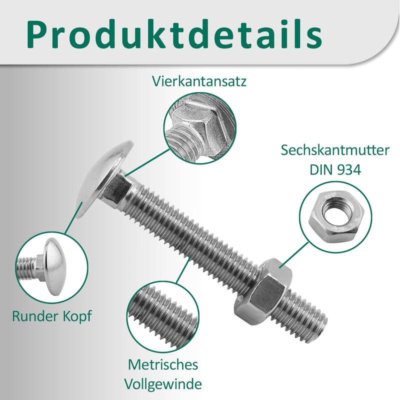 DSM - Carriage Bolts M6 x 45 mm DIN 603