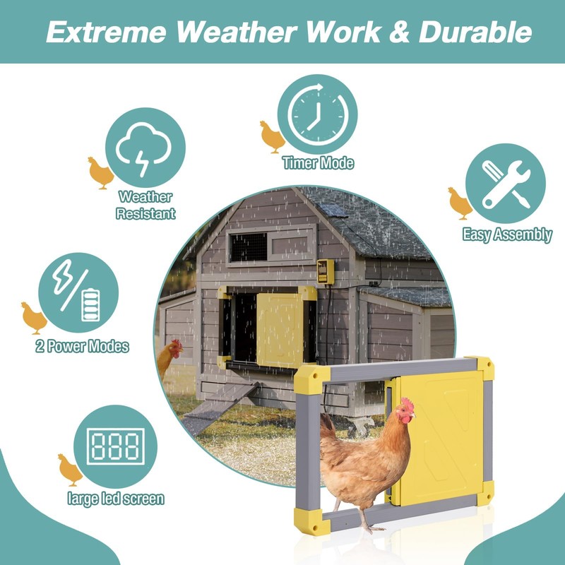 Automatic Chicken Coop Door, Solar Powered Automatic Chicken Door with