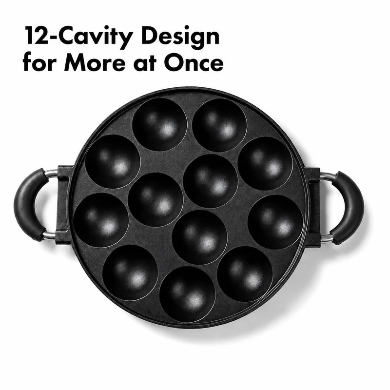 Vitumbua Pan, 12-Cavity Nonstick Appam and Paniyaram Pan