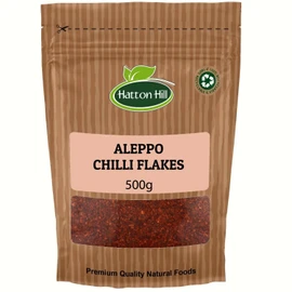 Aleppo Chilli Flakes 500g by Hatton Hill | Pul Biber, Semi-Dried Red Pepper, Crushed, Middle East Cuisine, Mildly Hot, Marash Pepper