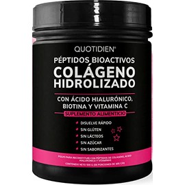 Quotidien Pptidos Bioactivos de Colageno Hidrolizado  cido Hialurnico  Biotina  Vitamina C-Suplemento Alimenticio especfico para piel y uas- Disuelve 