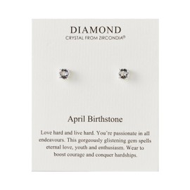 Philip Jones April (Diamond) Birthstone Earrings Created with Zircondia® Crystals