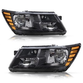 APSVE 2PCS Black Headlight For 2009 2010 2011 2012 2013 2014 2015 2016 2017 2018 2019 2020 Dodge Journey Headlight+Corner Parking Turn Signal Marker Light, Clear