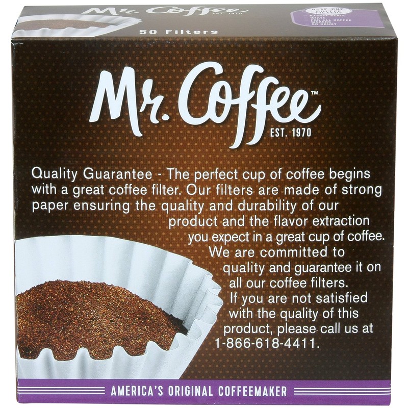 Mr. Coffee Basket Coffee Filters, 8-12 Cup, White Paper, 8-inch,