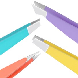 SIVOTE 4-Pack Tweezers Set - Professional Stainless Steel Tweezers for Eyebrows and Facial Hair Removal - Precision Tweezers for Men and Women, Pastel Colors