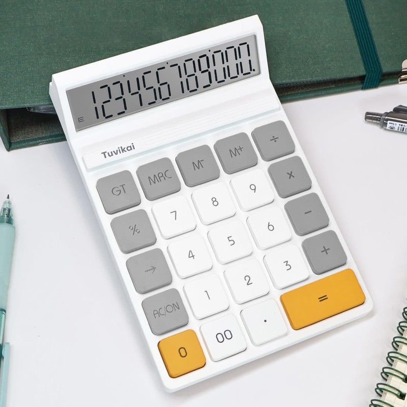 12-Digit LCD Desktop Calculator - Portable Handheld Basic Office Calculator