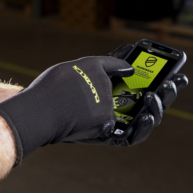 Flexzilla GC100L-6X Nitrile Dip, Black, 6-Pack, L General Purpose Glove