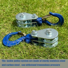 WANMEIZI Double Pulley 1 Ton Snatch Block with Hook Heavy Duty Pulley Lifting Block for Wire Rope Traction Truck Small Lifting Trolley Winch Parts (Blue*1pcs)