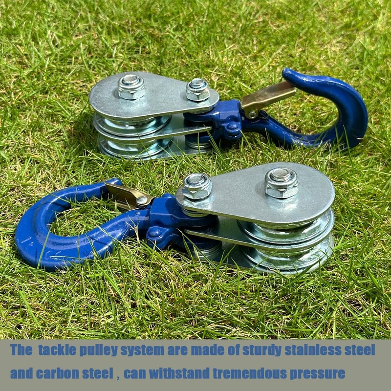 WANMEIZI Double Pulley 1 Ton Snatch Block with Hook Heavy